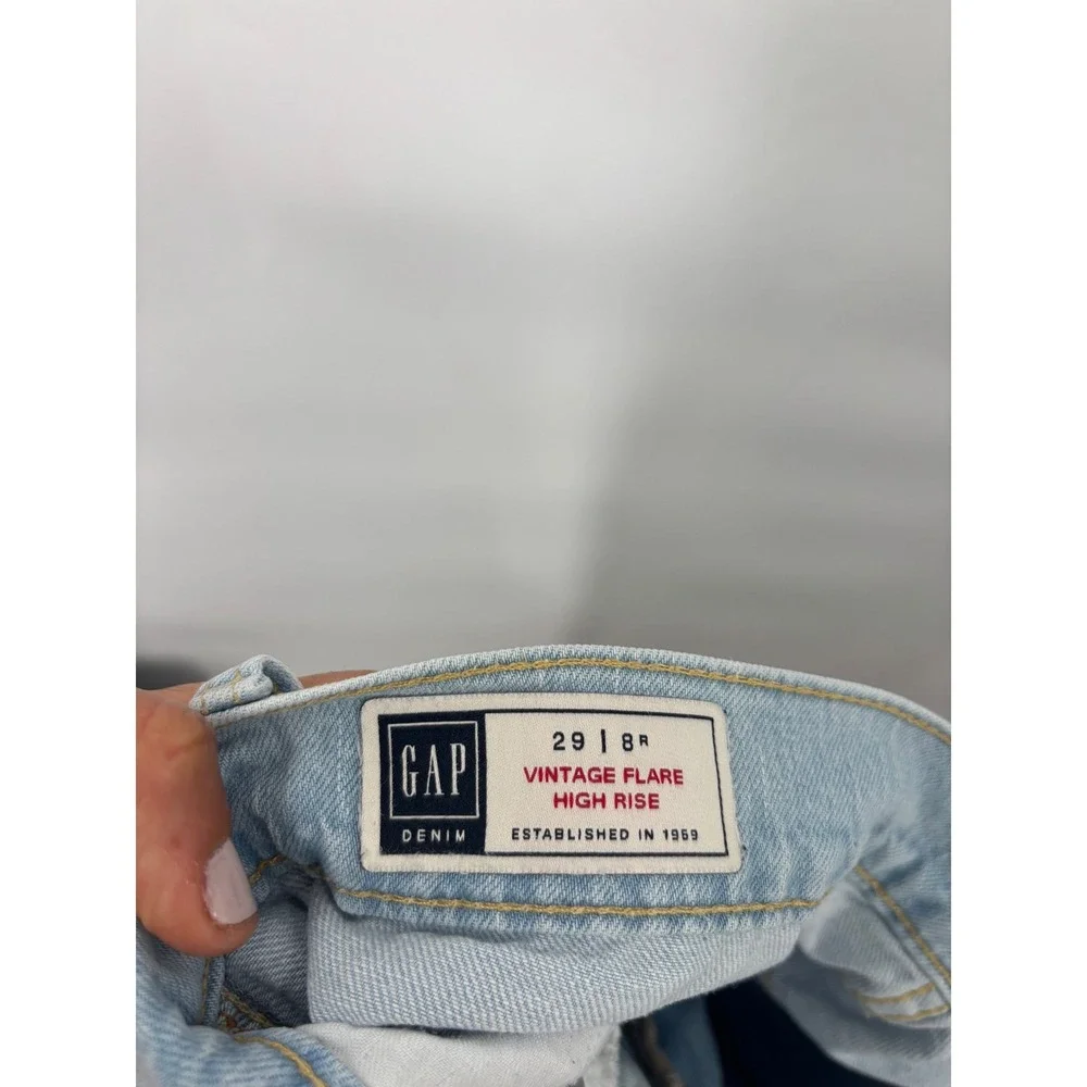 Gap‎ Vintage Flare High Rise Jeans Womens 29 8R Light Wash Denim Blue Boho